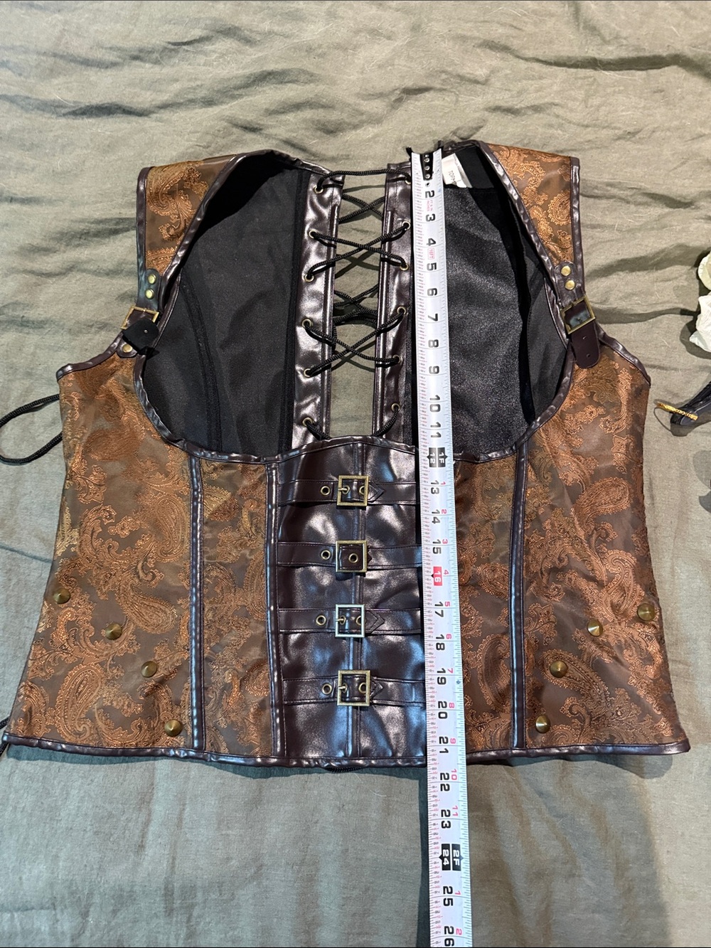 Pirate costume Halloween leather steampunk corset fantasy skirt set top - Picture 3 of 16